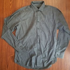 Mens Casual Work Dress Shirt Grey Long Sleeve